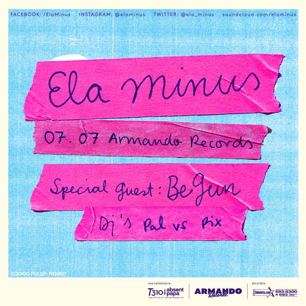 [Agendate] Este 7 de julio pasaremos una encantadora noche junto a Ela Minus en Armando Records