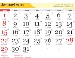 Kalender 2017 Lengkap Dengan Jawa Dan Hijriah Basirin Com