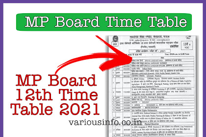 MP Board 12th Time Table 2021 जारी कर दिया गया है। अभी जानकारी लीजिए (30 जनवरी 2021)