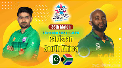 World Cup T20 SA vs PAK 36th Today’s Match Prediction ball by ball