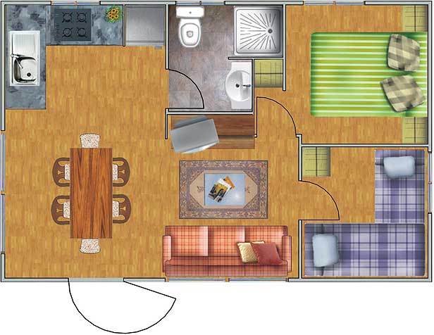 PLANO DE CASA DE 28.90M2 CON 2 DORMITORIOS PLANOS DE CASAS PREFABRICADAS via www.planosdecasas10.blogspot.com