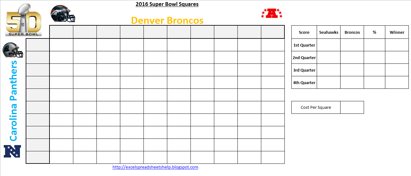 Excel Spreadsheets Help: Super Bowl Squares 2016 Excel ...