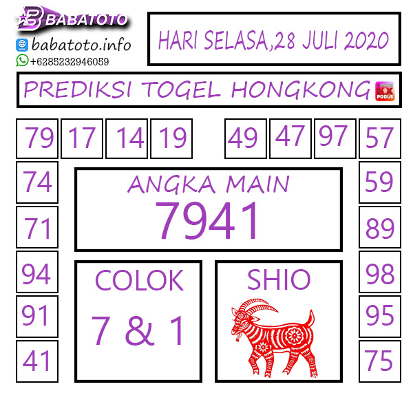 PREDIKSI TOGEL HONGKONG 28 JULI 2020