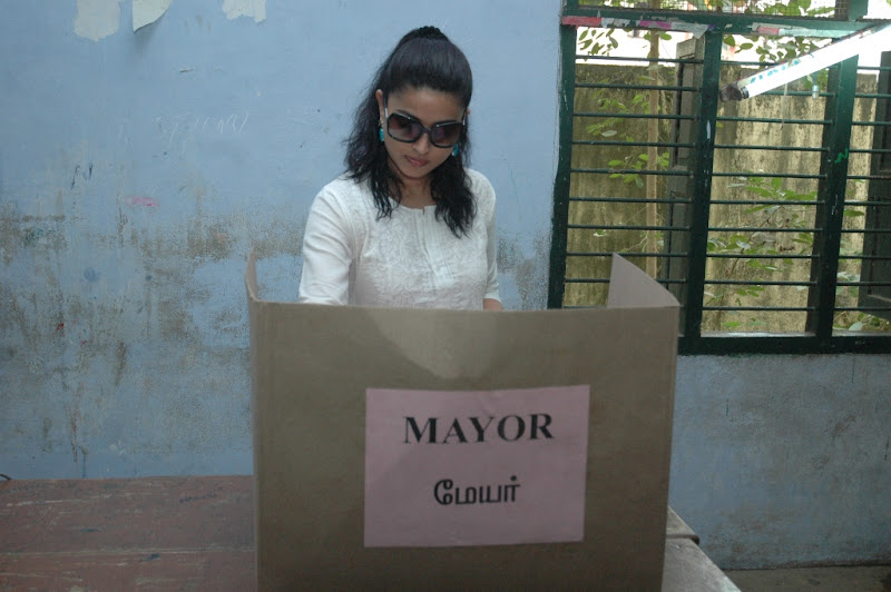 Actress Sneha Celebrities Cast Their Votes Stills show stills