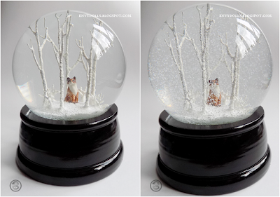 kitsune fox snowglobe