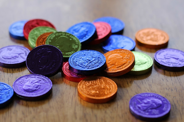 Make a secret message treasure hunt using chocolate coins