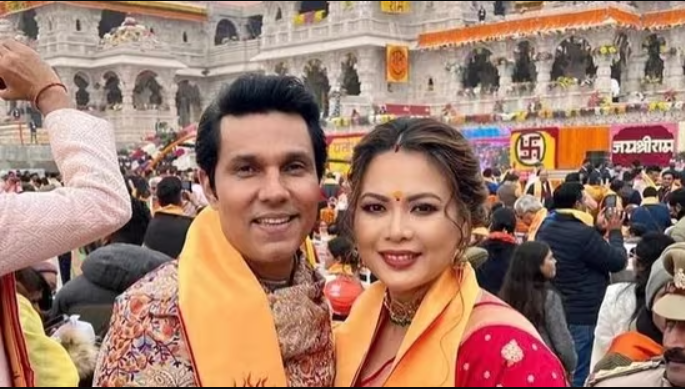 Randeep Hooda and Lin Laishram at the Ram Mandir 