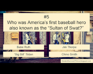 Who was America’s first baseball hero also known as the “Sultan of Swat?” Answer choices include: Babe Ruth, Jim Thorpe, "Big Bill" Tilden, Chino Smith