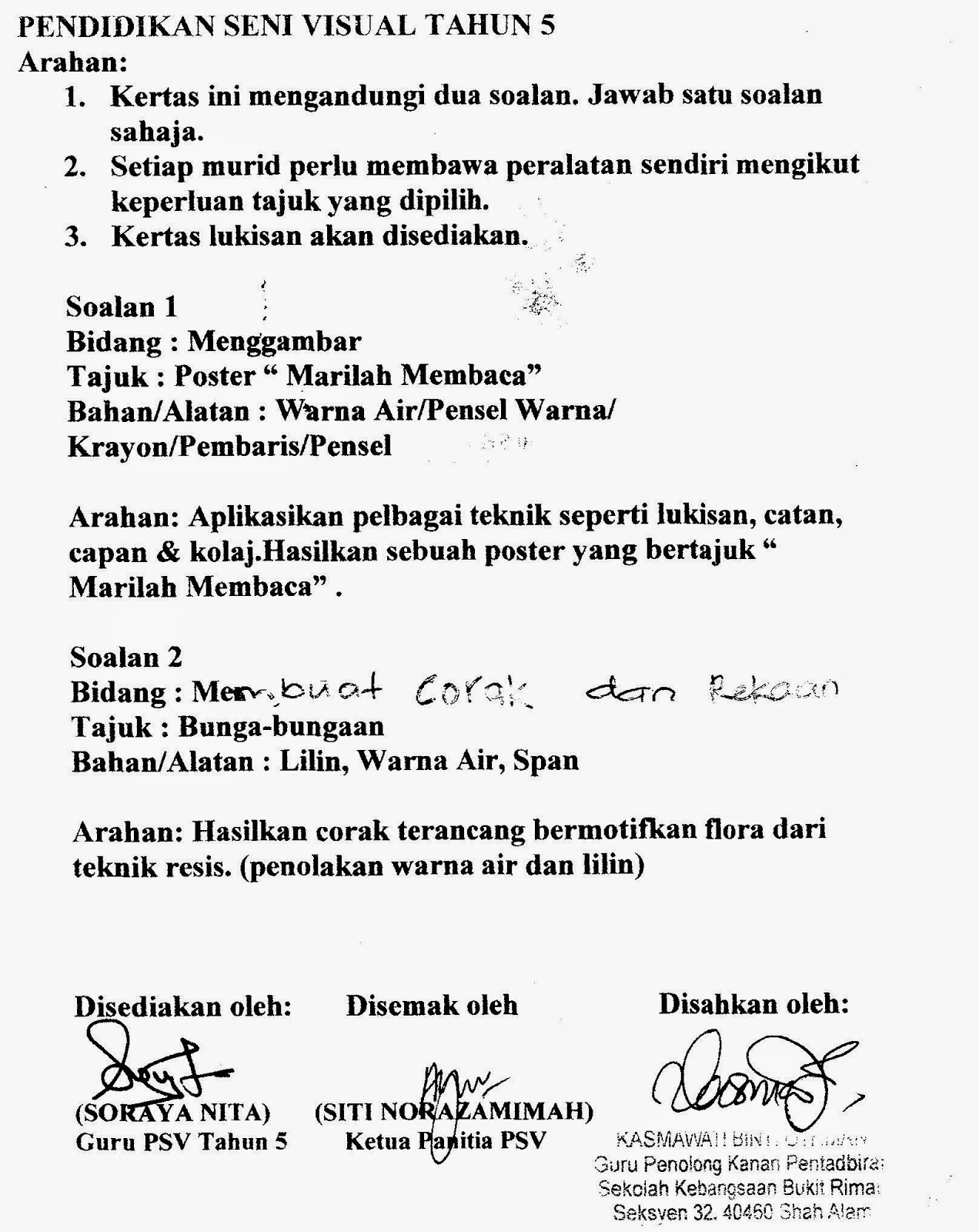 BULETIN SK BUKIT RIMAU: SOALAN PSV TAHUN 5 ~ 10 MAC 2014