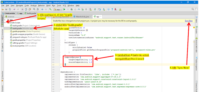 mengaktifkan lambda java 8 di android studio