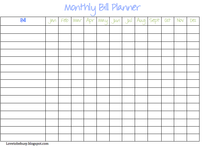 bill paying templates free