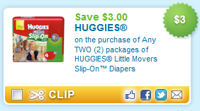 $3.00 off TWO HUGGIES Little Movers Slip-On