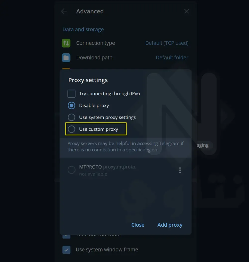 حل مشكلة البروكسي في التليجرام