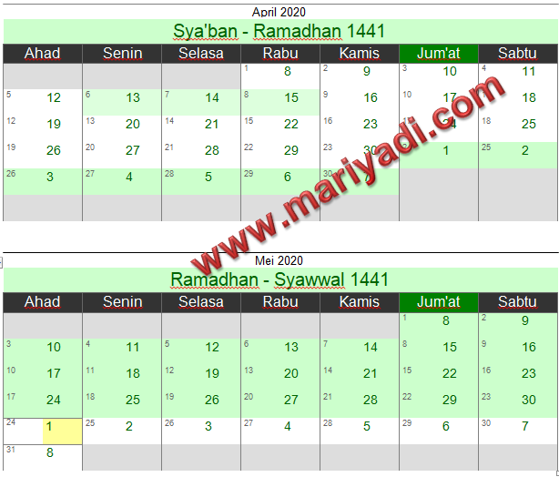 Inilah Jadwal Puasa Ramadhan 2020 Berdasarkan Kalender Islam 2020 lengkap