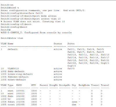 Membuat vlan pada Cisco