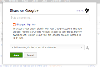 error message saying To access you blogs, sign in with your Google Account.  The new Blogger requires a Google Account to access your blogs.  Haven't switched yet?   Sign in using your old Blogger account instead.
