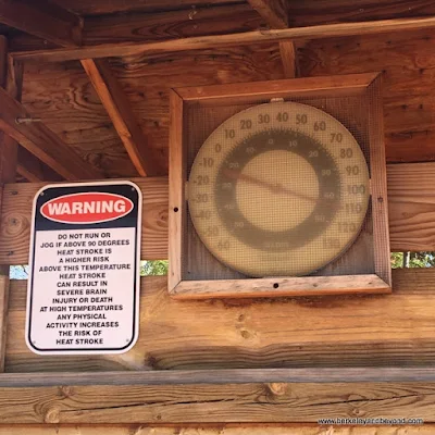 trail thermometer registers 110 at Palo Duro Canyon State Park in Canyon, Texas