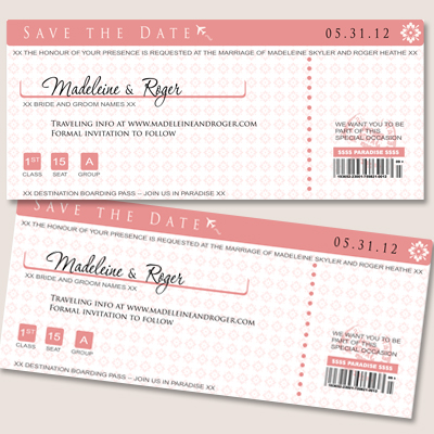 Save  Date Wedding Photo Magnets on Boarding Pass Save The Date By Beach Wedlock What Information