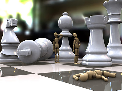 go to Chess Wallpapers: chess board with pieces and robot