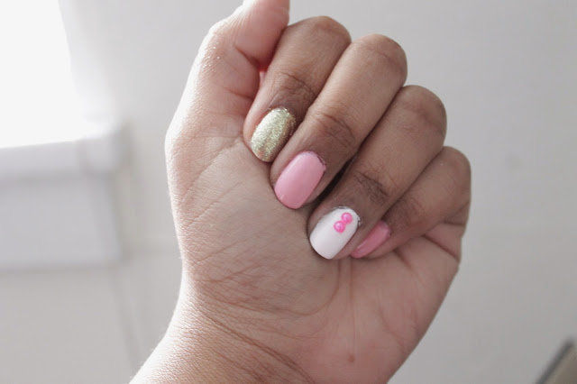 glitter and dots nails