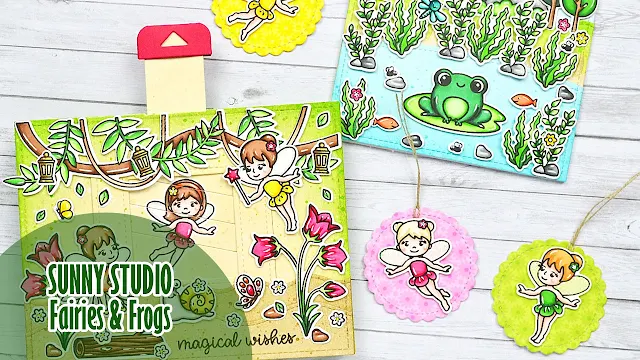 Sunny Studio Stamps: Garden Fairy, Feeling Froggy, Tropical Scenes Everyday Cards with Video Tutorial by Marine Simon