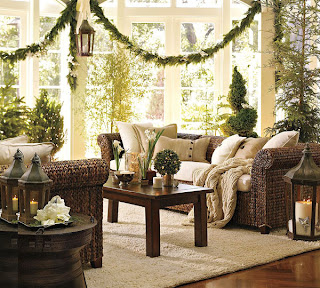 Christmas green ornament drawing room decoration ideas