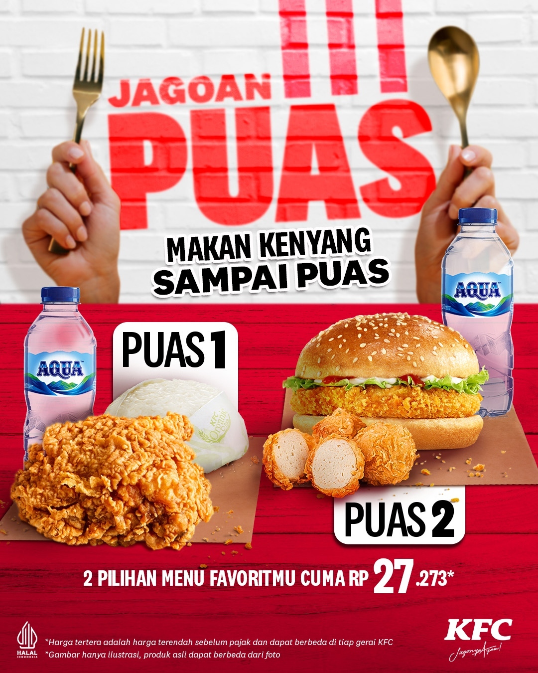 Promo KFC Jagoan Puas – 2 Pilihan Menu Favoritmu Hanya Rp. 27.273*