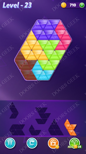 Block! Triangle Puzzle 6 Mania Level 23 Solution, Cheats, Walkthrough for Android, iPhone, iPad and iPod