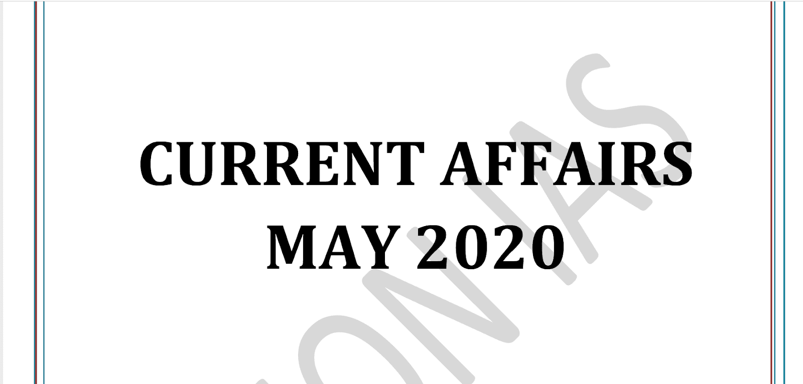 Vision IAS Current Affairs May 2020 pdf