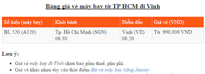 vé máy bay đi Vinh-Bảng giá vé máy bay đi Vinh hãng Jetstar
