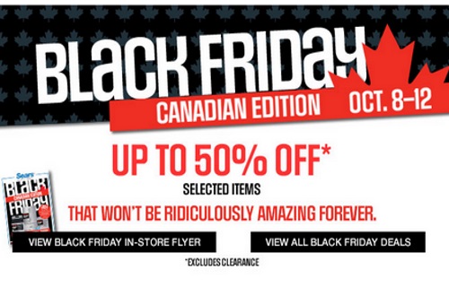Sears Canadian Black Friday Up TO 50% Off + $10 Off Promo Code