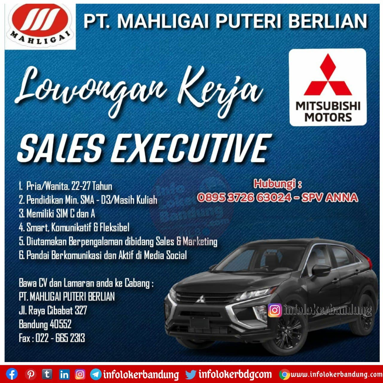 Lowongan Kerja PT. Mahligai Puteri Berlian ( Mitsubishi Motors ) Bandung Januari 2021