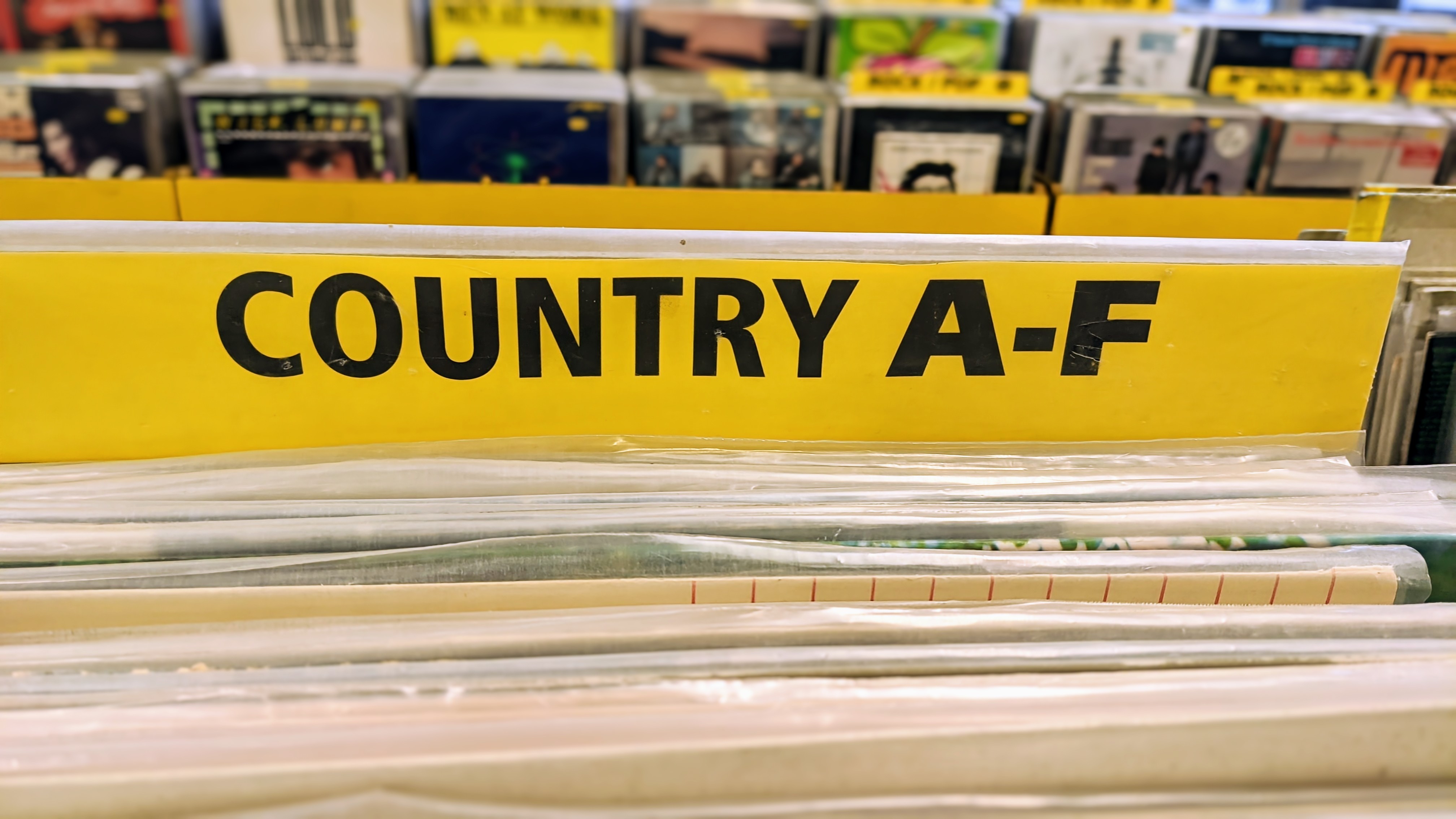 Record section label, 'Country A - F'