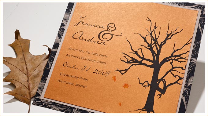 Affordable halloween wedding invitations