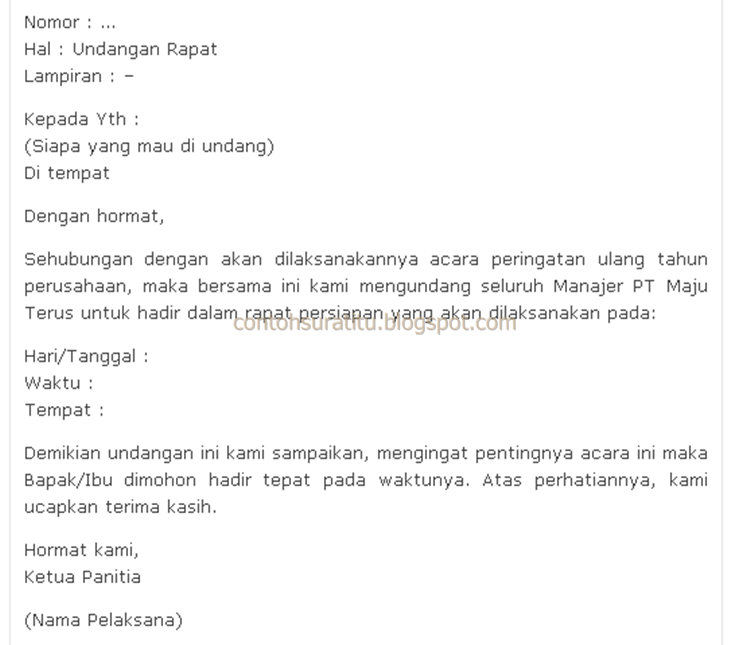 Contoh Surat Undangan Acara Ulang Tahun Perusahaan Contoh Semua Jenis Surat Undangan