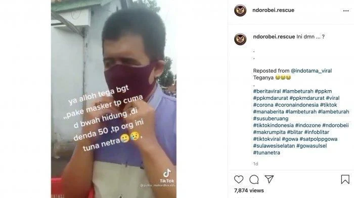 Ini Fakta Sebenarnya soal Viral Pria Tunanetra Disebut Kena Denda karena Masker Melorot