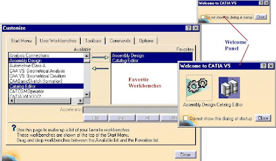 Welcome panel catia cad