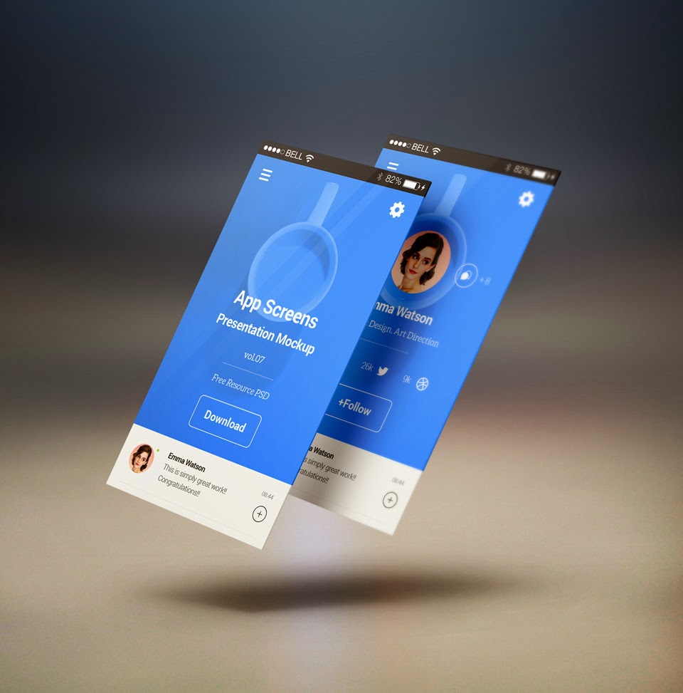 Free PSD Perspective App Screens Mock-Up
