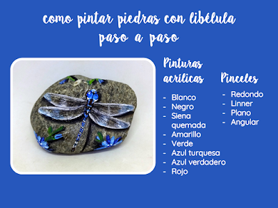 COMO PINTAR PIEDRAS CON LIBÉLULA PASO A PASO