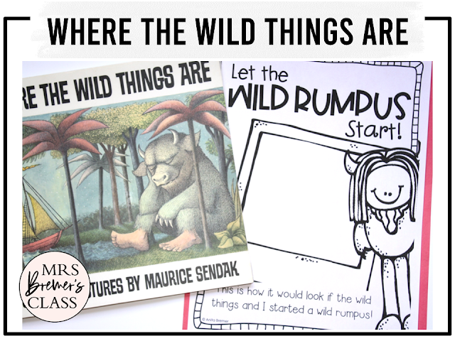 Where the Wild Things Are book activities unit with literacy printables, reading companion worksheets, and lesson ideas for Kindergarten and First Grade