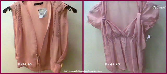 colete, blusa, nude, chiffon