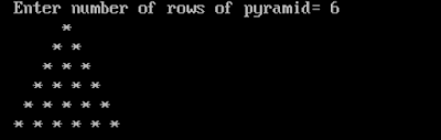 Program to print upright pyramid with n number of rows