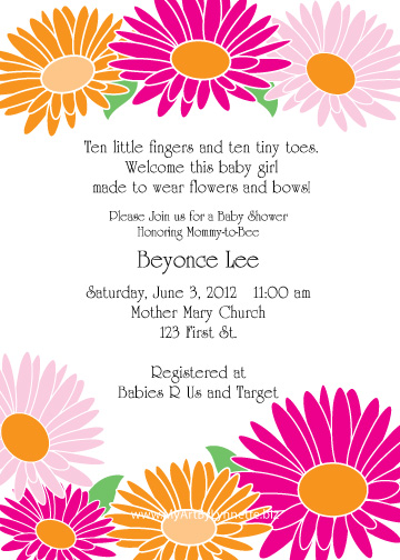 The gerbera daisy design is also great for wedding invitations bridal 