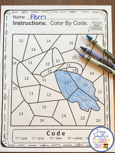  Color By Number For Math Remediation Numbers 11 to 15 Jack and Jill Went Up the Hill