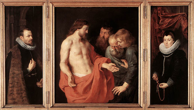 The incredulity of St. Thomas 1615 ,Peter Paul Rubens, painting