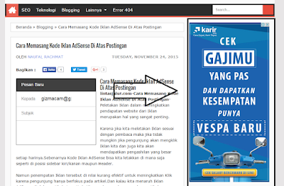 Iklan Skyscraper Pada Bagian Sidebar Kanan