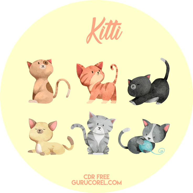  Download  6 Kartun  Kucing  Lucu  Vector CDR Free Guru Corel
