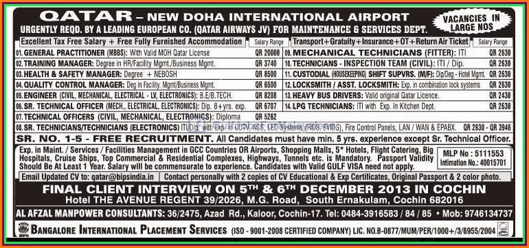 New Doha International Airport Project Qatar European Company Large Vacancies Free Recruitment