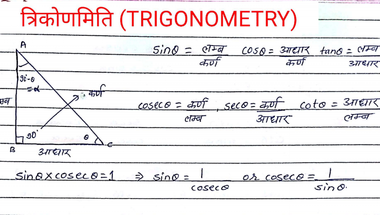 Basic Trigonometry Handwritten Notes PDF Download