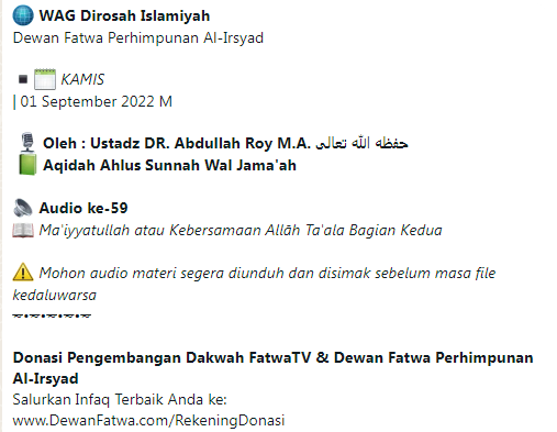 Audio ke-59 Ma'iyyatullah atau Kebersamaan Allah Ta'ala Bagian Kedua - Aqidah Ahlus Sunnah Wal Jama'ah